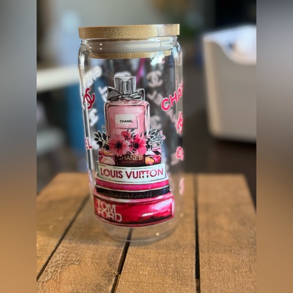 Pink and Brown glass cup - Picture 1 of 5